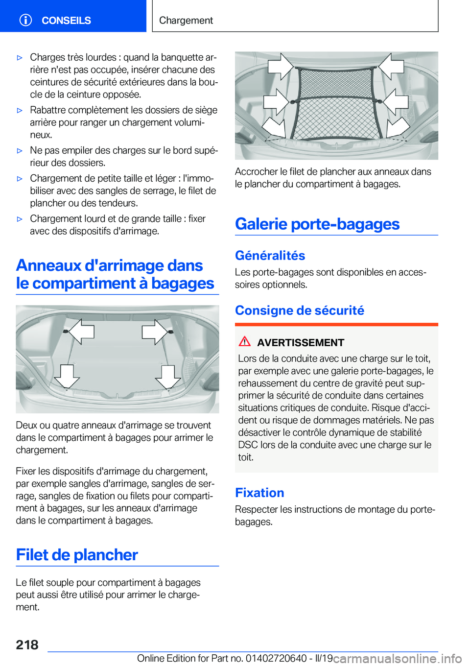 BMW M2 2020  Notices Demploi (in French) 'x�C�h�a�r�g�e�s��t�r�è�s��l�o�u�r�d�e�s��:��q�u�a�n�d��l�a��b�a�n�q�u�e�t�t�e��a�rj�r�i�è�r�e��n�'�e�s�t��p�a�s��o�c�c�u�p�é�e�,��i�n�s�é�r�e�r��c�h�a�c�u�n�e��d�e�s�c�e�i�n