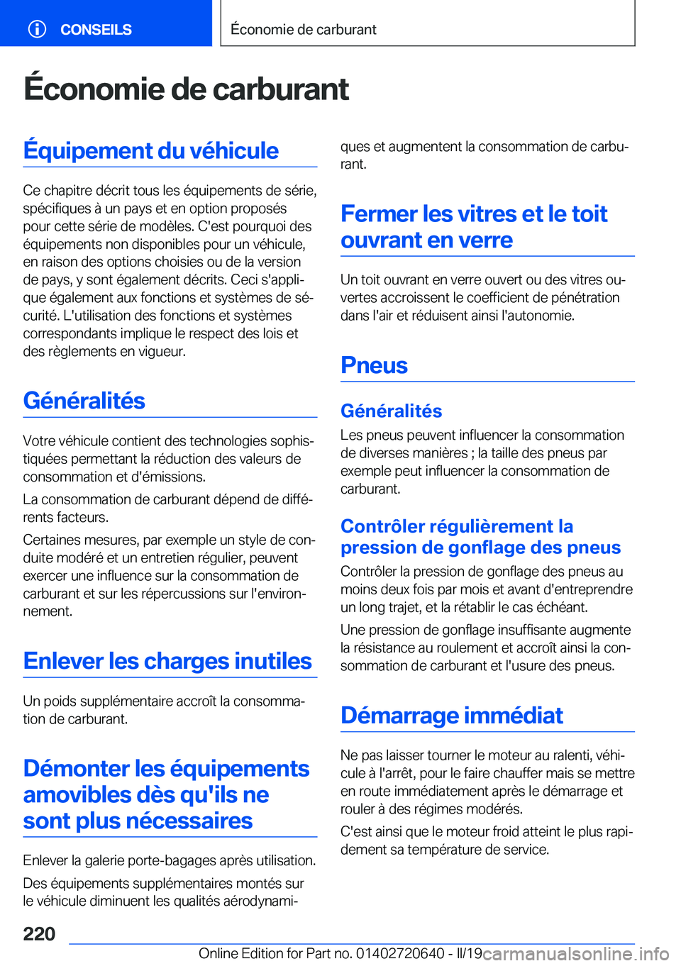 BMW M2 2020  Notices Demploi (in French) �É�c�o�n�o�m�i�e��d�e��c�a�r�b�u�r�a�n�t�É�q�u�i�p�e�m�e�n�t��d�u��v�é�h�i�c�u�l�e
�C�e��c�h�a�p�i�t�r�e��d�é�c�r�i�t��t�o�u�s��l�e�s��é�q�u�i�p�e�m�e�n�t�s��d�e��s�é�r�i�e�,�s�p�é�c