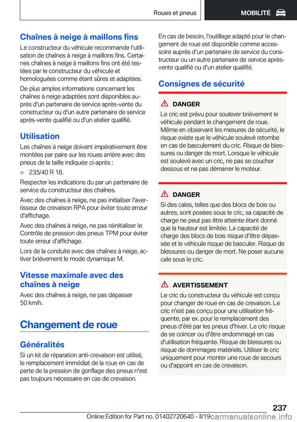 BMW M2 2020  Notices Demploi (in French) �C�h�a�