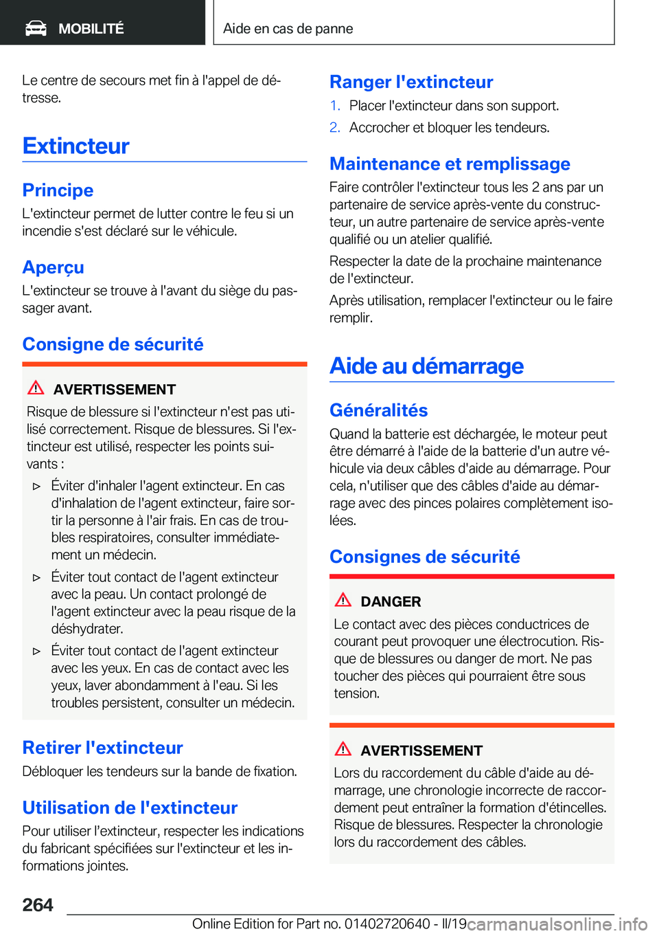 BMW M2 2020  Notices Demploi (in French) �L�e��c�e�n�t�r�e��d�e��s�e�c�o�u�r�s��m�e�t��f�i�n��