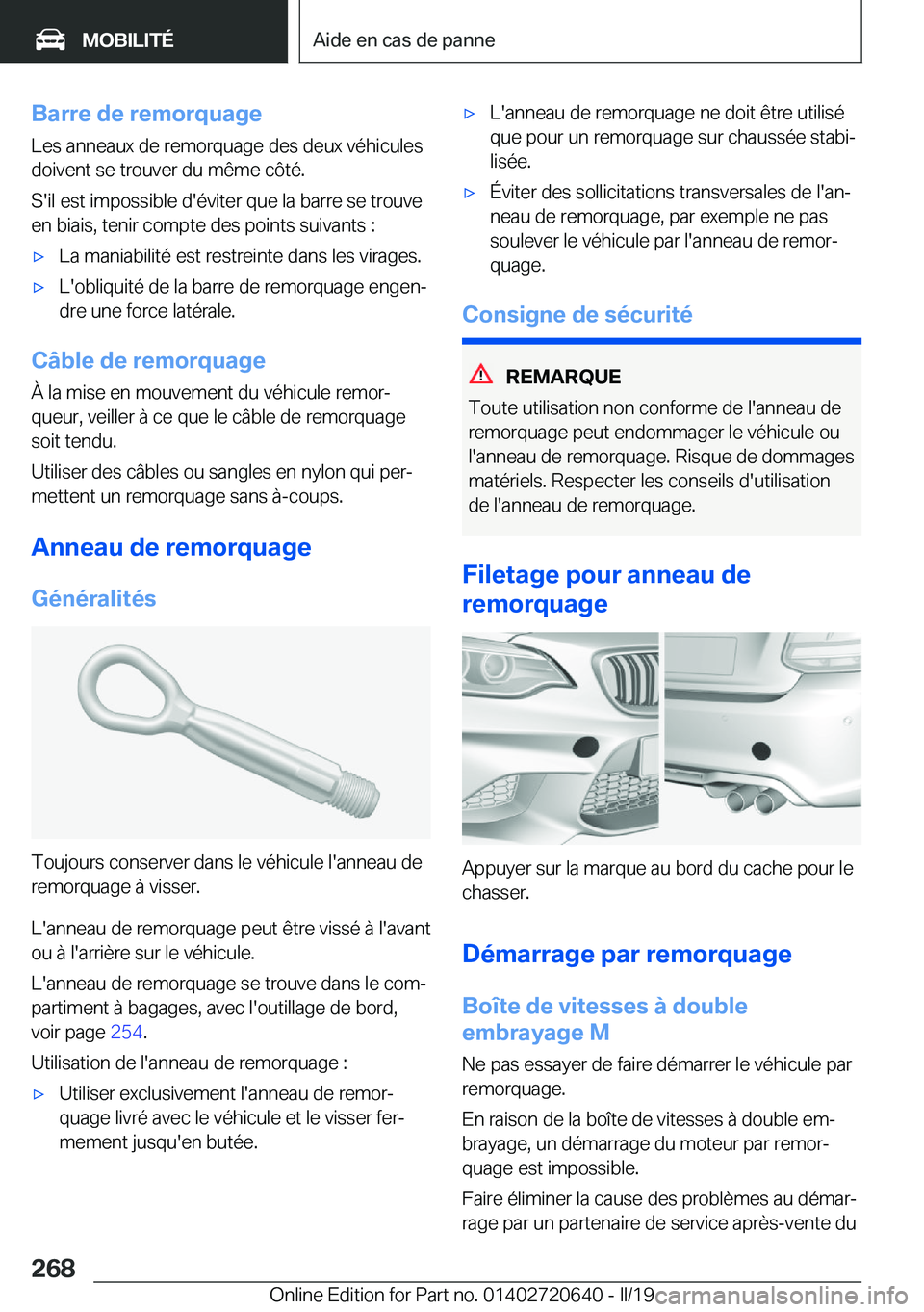 BMW M2 2020  Notices Demploi (in French) �B�a�r�r�e��d�e��r�e�m�o�r�q�u�a�g�e
�L�e�s��a�n�n�e�a�u�x��d�e��r�e�m�o�r�q�u�a�g�e��d�e�s��d�e�u�x��v�é�h�i�c�u�l�e�s
�d�o�i�v�e�n�t��s�e��t�r�o�u�v�e�r��d�u��m�ê�m�e��c�