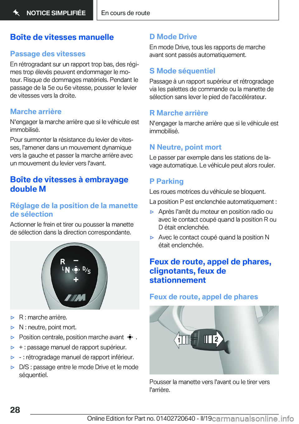 BMW M2 2020  Notices Demploi (in French) �B�o�
