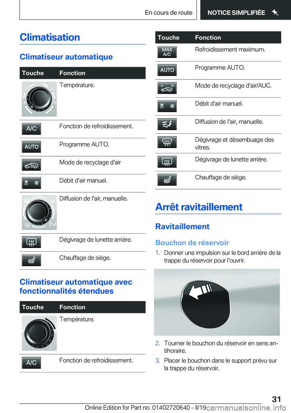 BMW M2 2020  Notices Demploi (in French) �C�l�i�m�a�t�i�s�a�t�i�o�n
�C�l�i�m�a�t�i�s�e�u�r��a�u�t�o�m�a�t�i�q�u�e
�T�o�u�c�h�e�F�o�n�c�t�i�o�n�T�e�m�p�é�r�a�t�u�r�e�.�F�o�n�c�t�i�o�n��d�e��r�e�f�r�o�i�d�i�s�s�e�m�e�n�t�.�P�r�o�g�r�a�m�m�