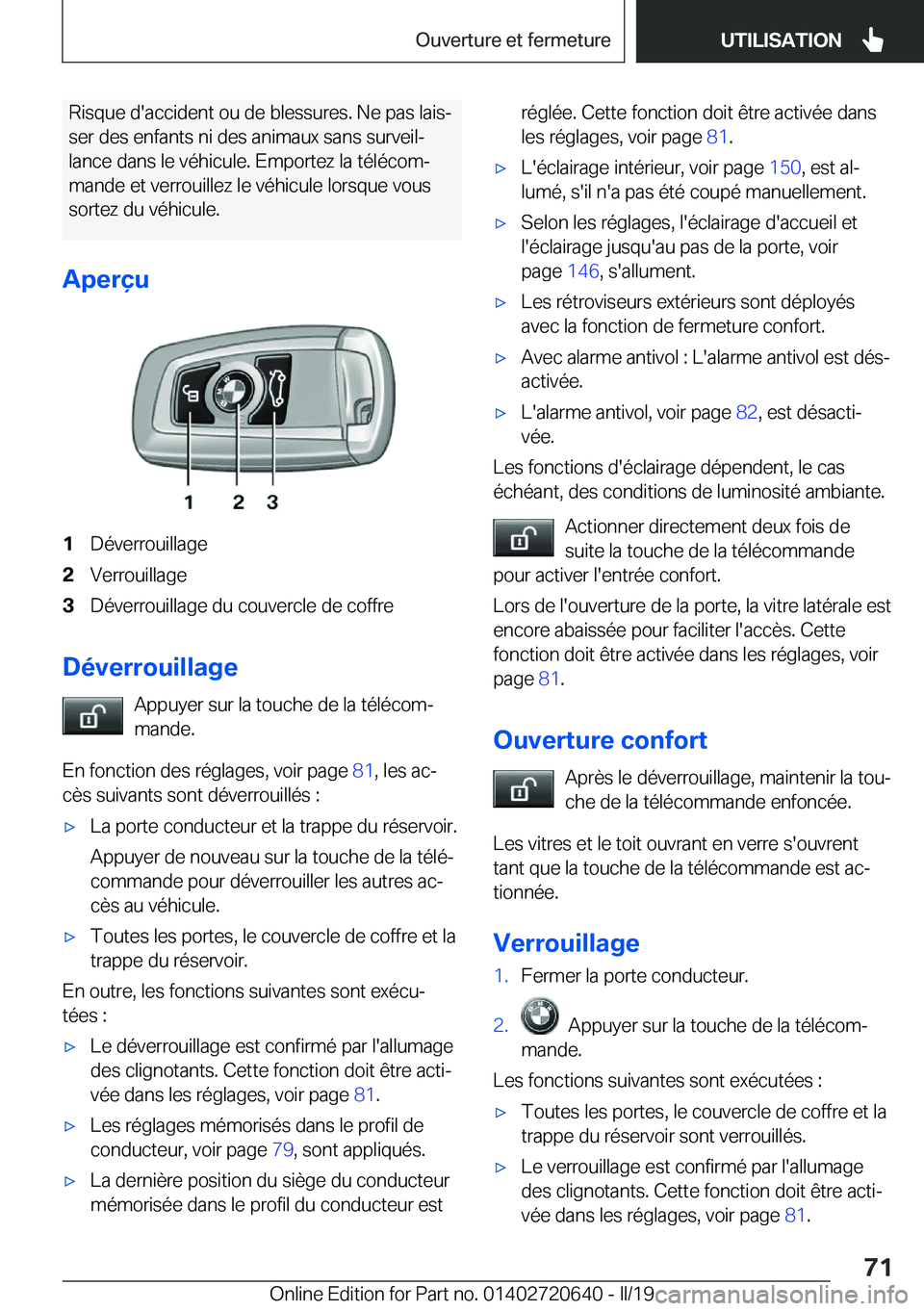BMW M2 2020  Notices Demploi (in French) �R�i�s�q�u�e��d�'�a�c�c�i�d�e�n�t��o�u��d�e��b�l�e�s�s�u�r�e�s�.��N�e��p�a�s��l�a�i�sj�s�e�r��d�e�s��e�n�f�a�n�t�s��n�i��d�e�s��a�n�i�m�a�u�x��s�a�n�s��s�u�r�v�e�i�lj
�l�a�n�c�e��