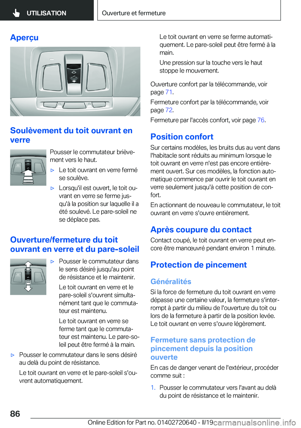 BMW M2 2020  Notices Demploi (in French) �A�p�e�r�ç�u
�S�o�u�l�è�v�e�m�e�n�t��d�u��t�o�i�t��o�u�v�r�a�n�t��e�n
�v�e�r�r�e
�P�o�u�s�s�e�r��l�e��c�o�m�m�u�t�a�t�e�u�r��b�r�i�è�v�ej
�m�e�n�t��v�e�r�s��l�e��h�a�u�t�.
'x�L�e��t