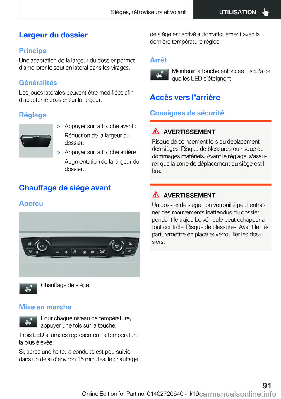 BMW M2 2020  Notices Demploi (in French) �L�a�r�g�e�u�r��d�u��d�o�s�s�i�e�r
�P�r�i�n�c�i�p�e �U�n�e��a�d�a�p�t�a�t�i�o�n��d�e��l�a��l�a�r�g�e�u�r��d�u��d�o�s�s�i�e�r��p�e�r�m�e�t�d�'�a�m�é�l�i�o�r�e�r��l�e��s�o�u�t�i�e�n��l�