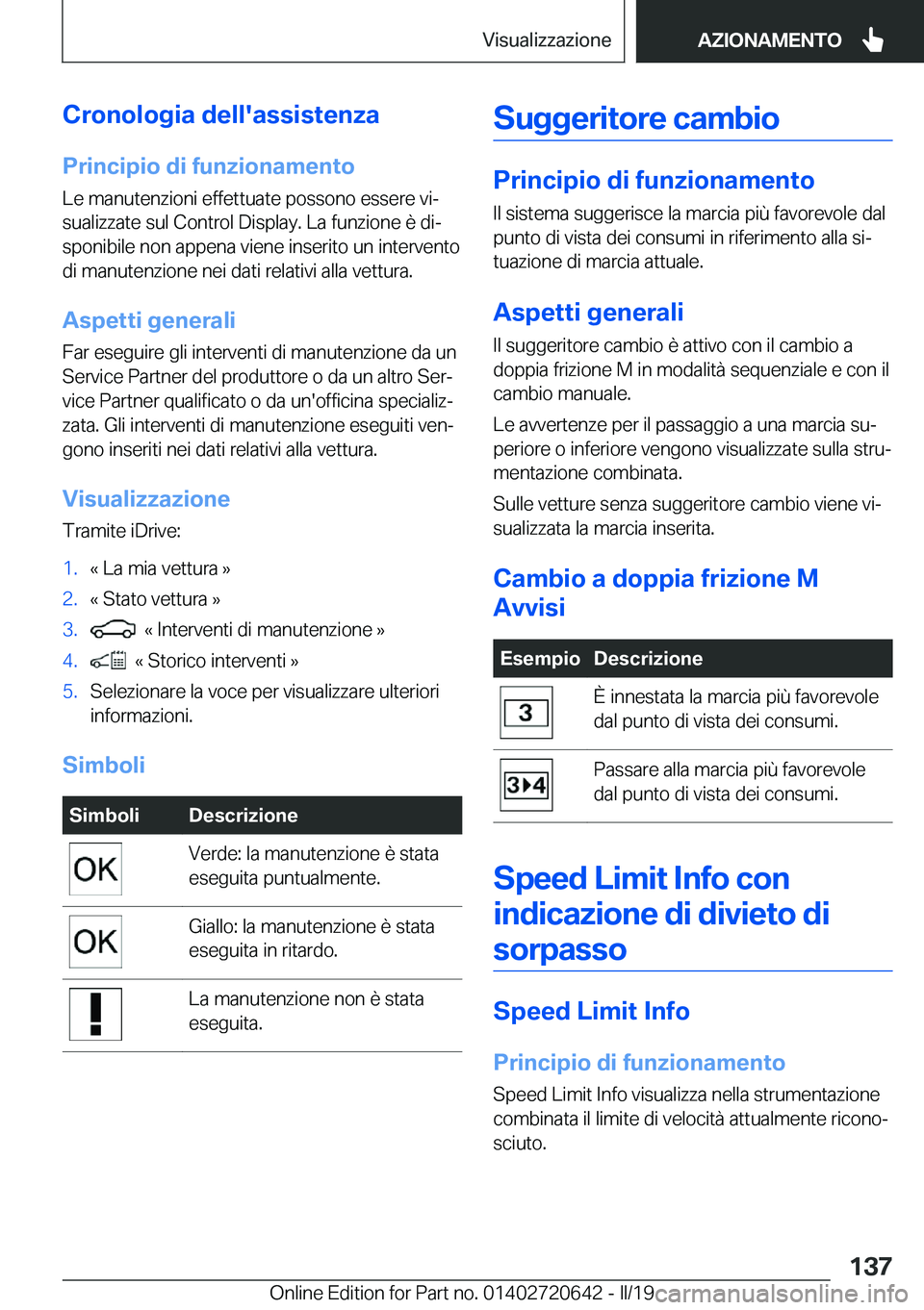 BMW M2 2020  Libretti Di Uso E manutenzione (in Italian) �C�r�o�n�o�l�o�g�i�a��d�e�l�l�'�a�s�s�i�s�t�e�n�z�a
�P�r�i�n�c�i�p�i�o��d�i��f�u�n�z�i�o�n�a�m�e�n�t�o
�L�e��m�a�n�u�t�e�n�z�i�o�n�i��e�f�f�e�t�t�u�a�t�e��p�o�s�s�o�n�o��e�s�s�e�r�e��v�i