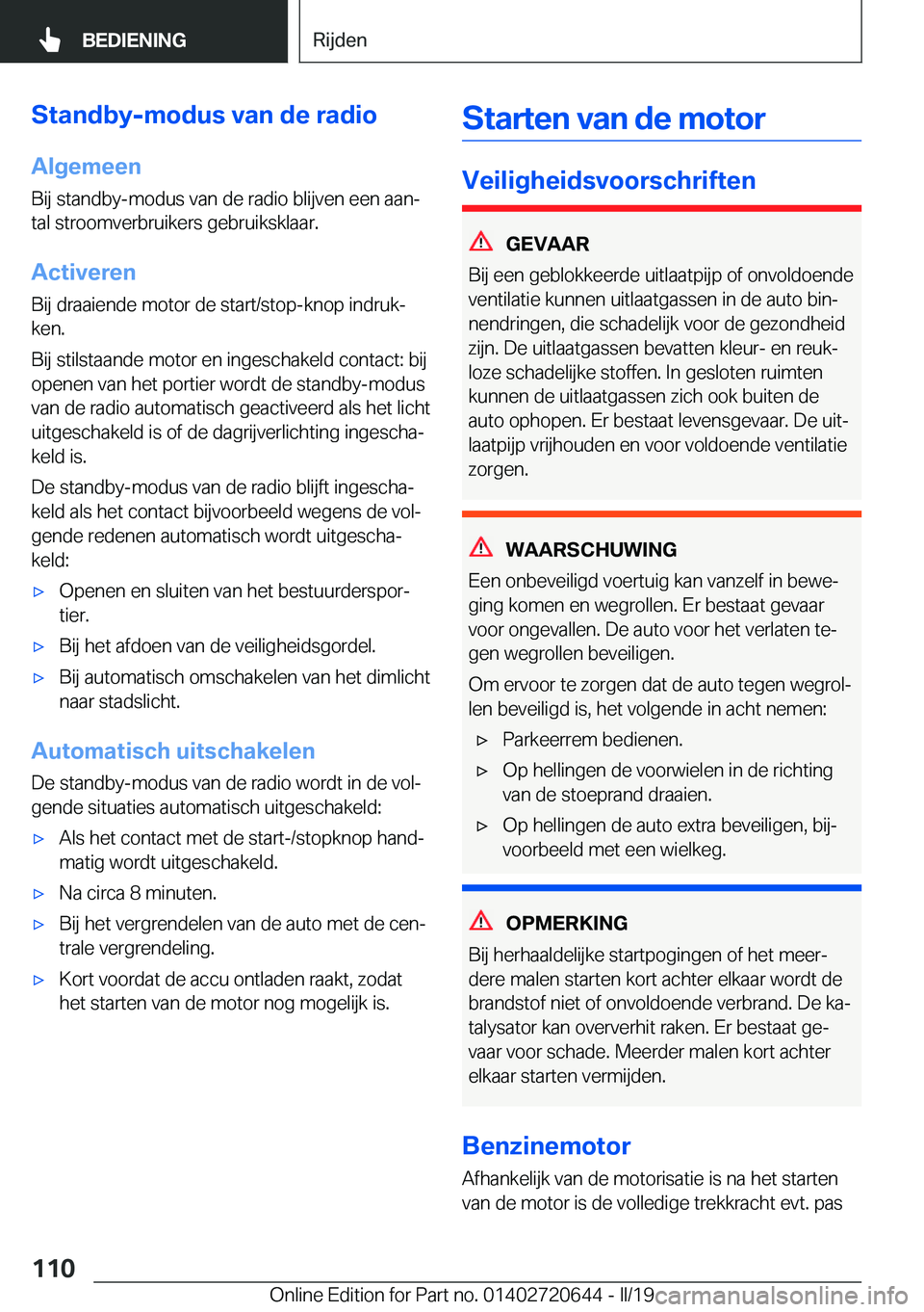 BMW M2 2020  Instructieboekjes (in Dutch) �S�t�a�n�d�b�y�-�m�o�d�u�s��v�a�n��d�e��r�a�d�i�o�A�l�g�e�m�e�e�n
�B�i�j��s�t�a�n�d�b�y�-�m�o�d�u�s��v�a�n��d�e��r�a�d�i�o��b�l�i�j�v�e�n��e�e�n��a�a�nj
�t�a�l��s�t�r�o�o�m�v�e�r�b�r�u�i�k