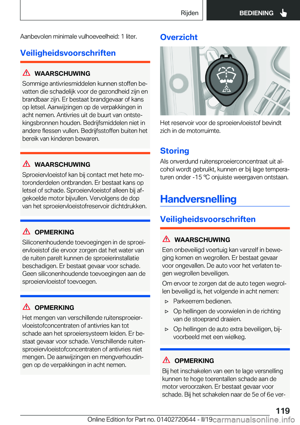 BMW M2 2020  Instructieboekjes (in Dutch) �A�a�n�b�e�v�o�l�e�n��m�i�n�i�m�a�l�e��v�u�l�h�o�e�v�e�e�l�h�e�i�d�:��1��l�i�t�e�r�.
�V�e�i�l�i�g�h�e�i�d�s�v�o�o�r�s�c�h�r�i�f�t�e�n
�W�A�A�R�S�C�H�U�W�I�N�G
�S�o�m�m�i�g�e��a�n�t�i�v�r�i�e�s�m�