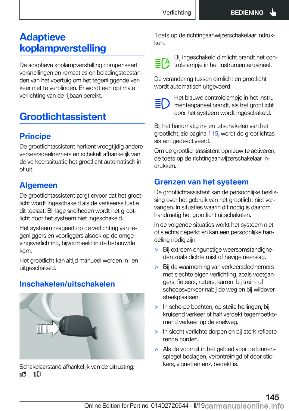 BMW M2 2020  Instructieboekjes (in Dutch) �A�d�a�p�t�i�e�v�e�k�o�p�l�a�m�p�v�e�r�s�t�e�l�l�i�n�g
�D�e��a�d�a�p�t�i�e�v�e��k�o�p�l�a�m�p�v�e�r�s�t�e�l�l�i�n�g��c�o�m�p�e�n�s�e�e�r�t�v�e�r�s�n�e�l�l�i�n�g�e�n��e�n��r�e�m�a�c�t�i�e�s��e�n�