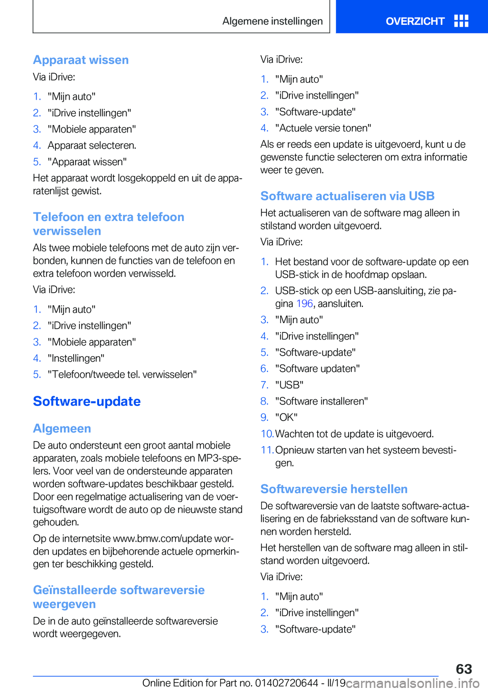 BMW M2 2020  Instructieboekjes (in Dutch) �A�p�p�a�r�a�a�t��w�i�s�s�e�n�V�i�a��i�D�r�i�v�e�:�1�.��M�i�j�n��a�u�t�o��2�.��i�D�r�i�v�e��i�n�s�t�e�l�l�i�n�g�e�n��3�.��M�o�b�i�e�l�e��a�p�p�a�r�a�t�e�n��4�.�A�p�p�a�r�a�a�t��s�e�l�e�c�t