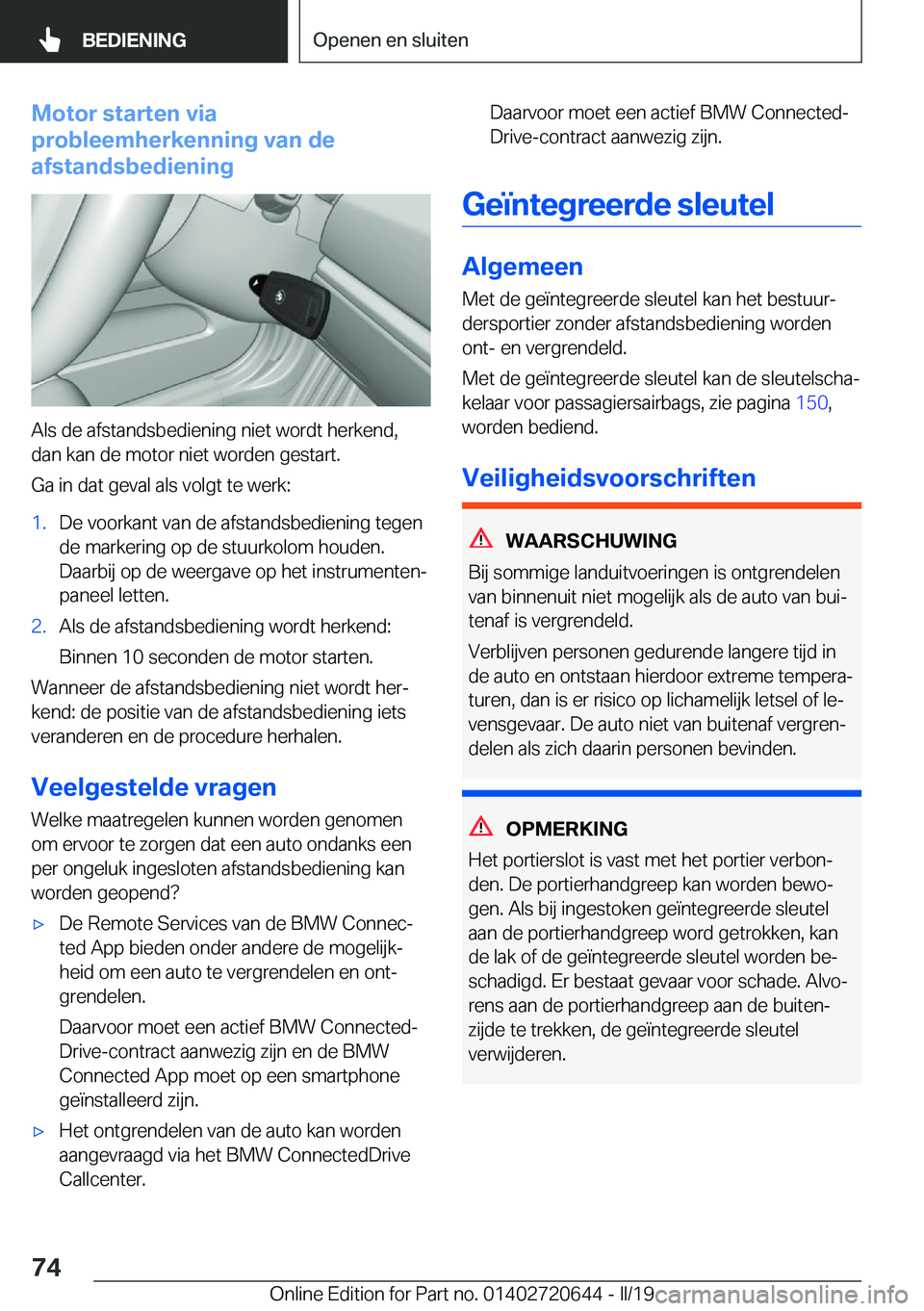 BMW M2 2020  Instructieboekjes (in Dutch) �M�o�t�o�r��s�t�a�r�t�e�n��v�i�a
�p�r�o�b�l�e�e�m�h�e�r�k�e�n�n�i�n�g��v�a�n��d�e
�a�f�s�t�a�n�d�s�b�e�d�i�e�n�i�n�g
�A�l�s��d�e��a�f�s�t�a�n�d�s�b�e�d�i�e�n�i�n�g��n�i�e�t��w�o�r�d�t��h�e�r�