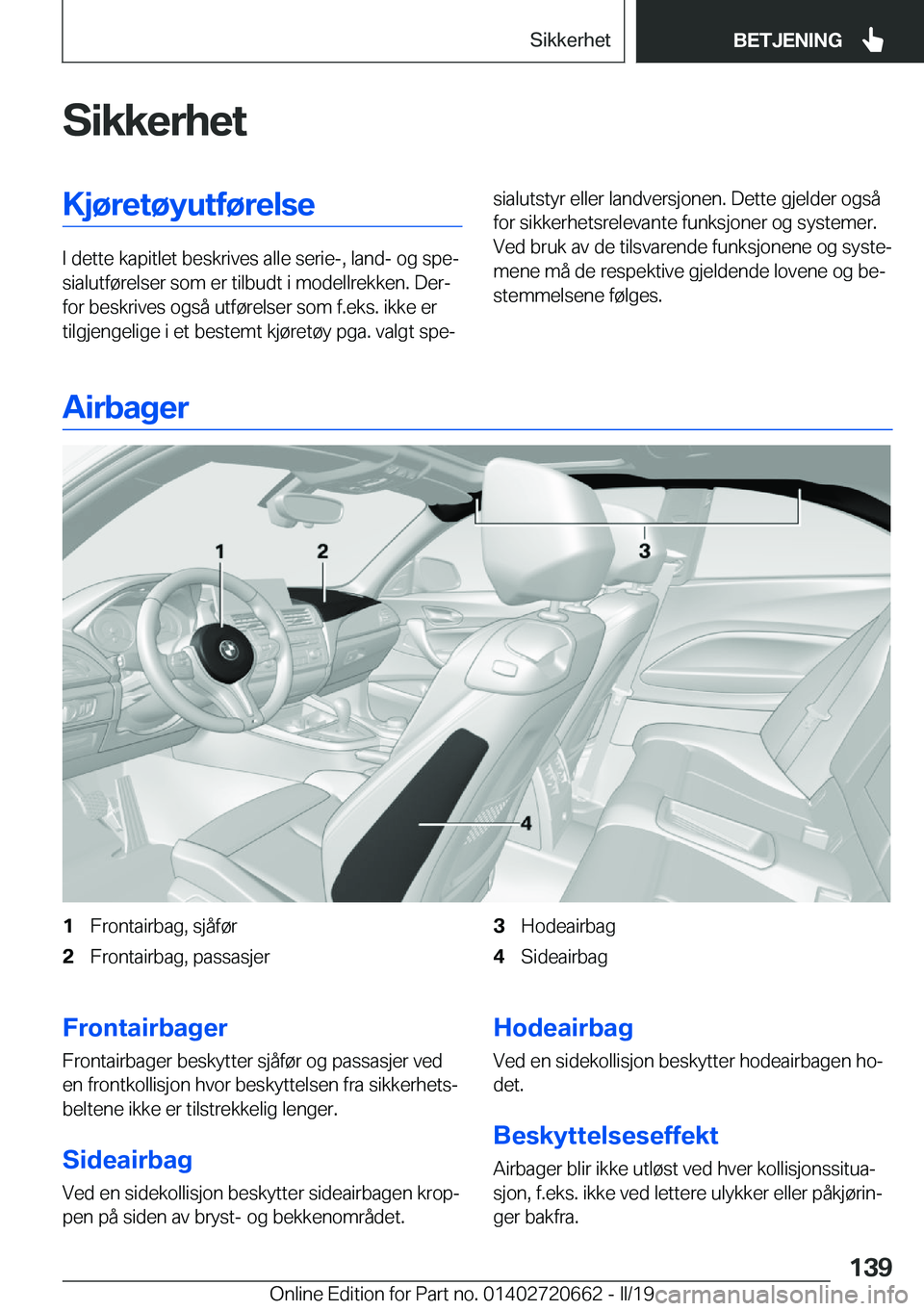 BMW M2 2020  InstruksjonsbØker (in Norwegian) �S�i�k�k�e�r�h�e�t�K�j�