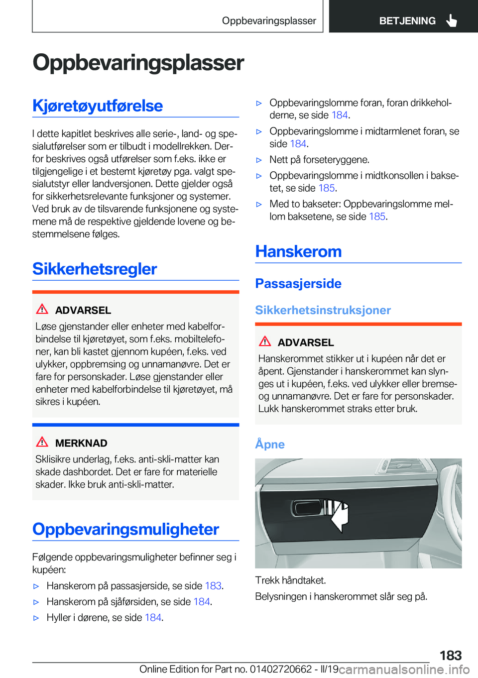 BMW M2 2020  InstruksjonsbØker (in Norwegian) �O�p�p�b�e�v�a�r�i�n�g�s�p�l�a�s�s�e�r�K�j�
