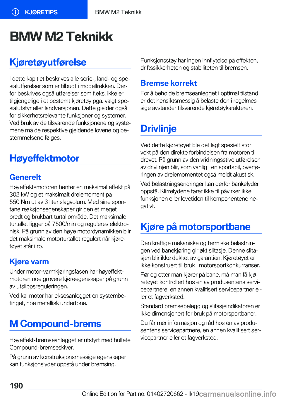 BMW M2 2020  InstruksjonsbØker (in Norwegian) �B�M�W��M�2��T�e�k�n�i�k�k�K�j�