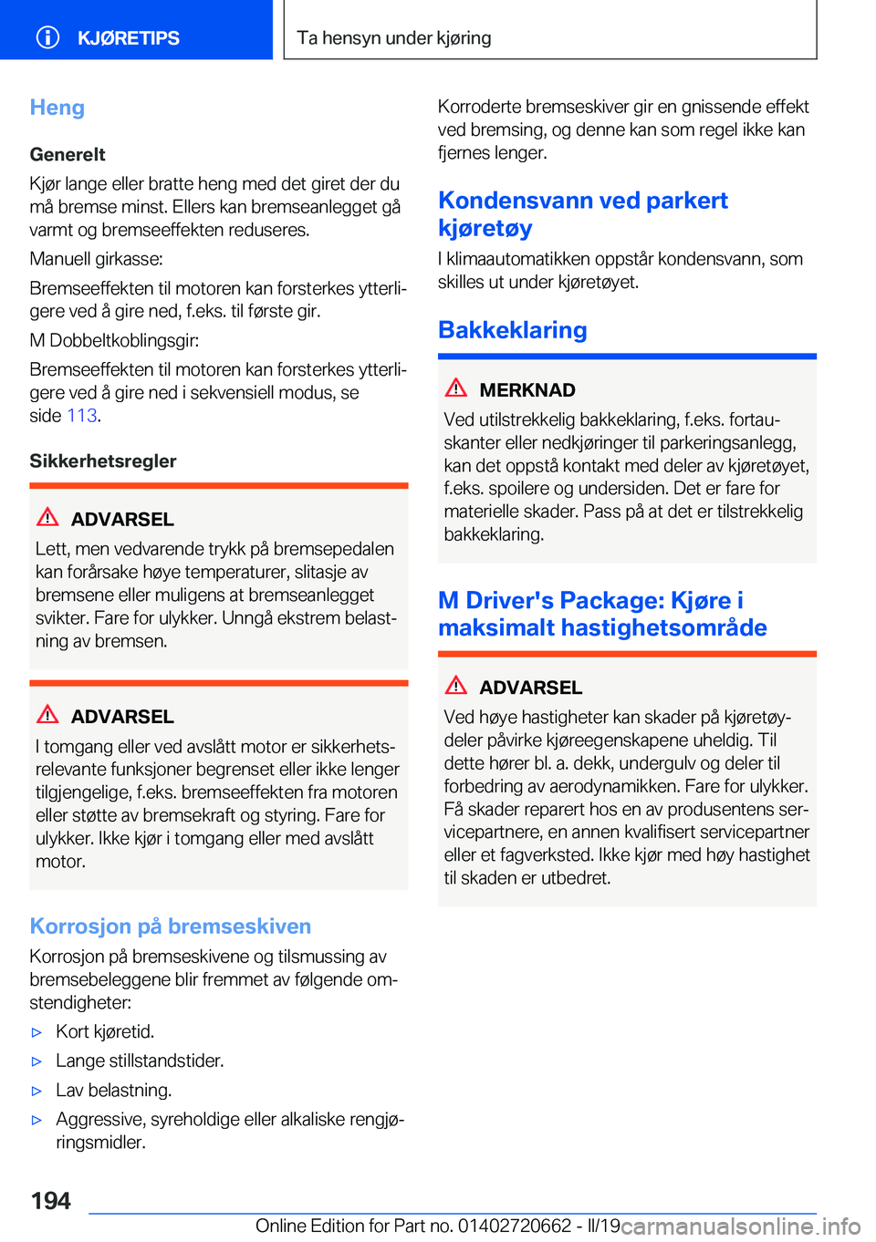 BMW M2 2020  InstruksjonsbØker (in Norwegian) �H�e�n�g
�G�e�n�e�r�e�l�t
�K�j�