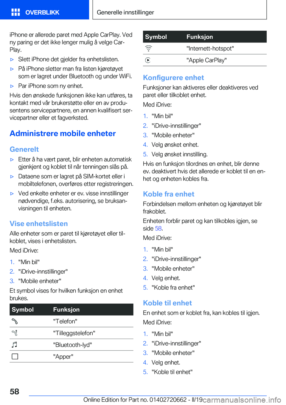 BMW M2 2020  InstruksjonsbØker (in Norwegian) �i�P�h�o�n�e��e�r��a�l�l�e�r�e�d�e��p�a�r�e�t��m�e�d��A�p�p�l�e��C�a�r�P�l�a�y�.��V�e�d
�n�y��p�a�r�i�n�g��e�r��d�e�t��i�k�k�e��l�e�n�g�e�r��m�u�l�i�g��å��v�e�l�g�e��C�a�rj
�P�l�a�y�