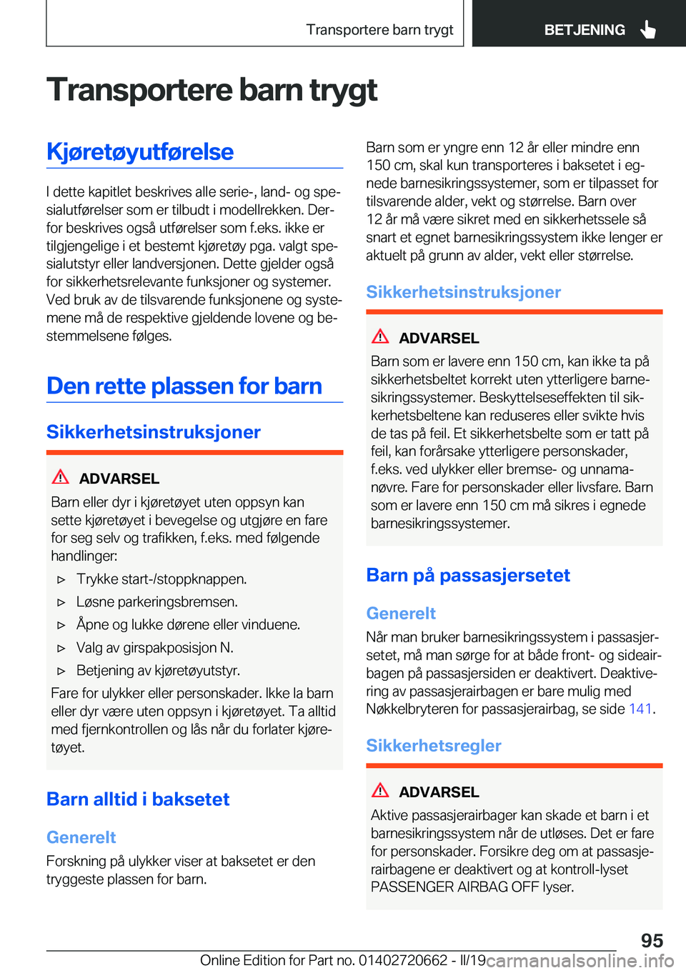 BMW M2 2020  InstruksjonsbØker (in Norwegian) �T�r�a�n�s�p�o�r�t�e�r�e��b�a�r�n��t�r�Z�g�t�K�j�