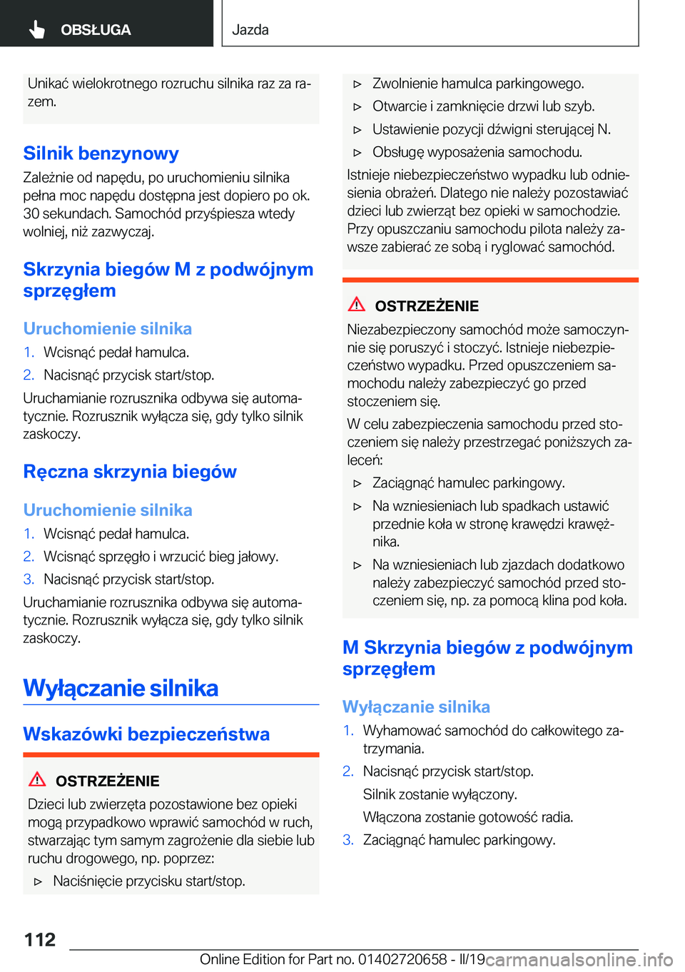 BMW M2 2020  Instrukcja obsługi (in Polish) �U�n�i�k�a�