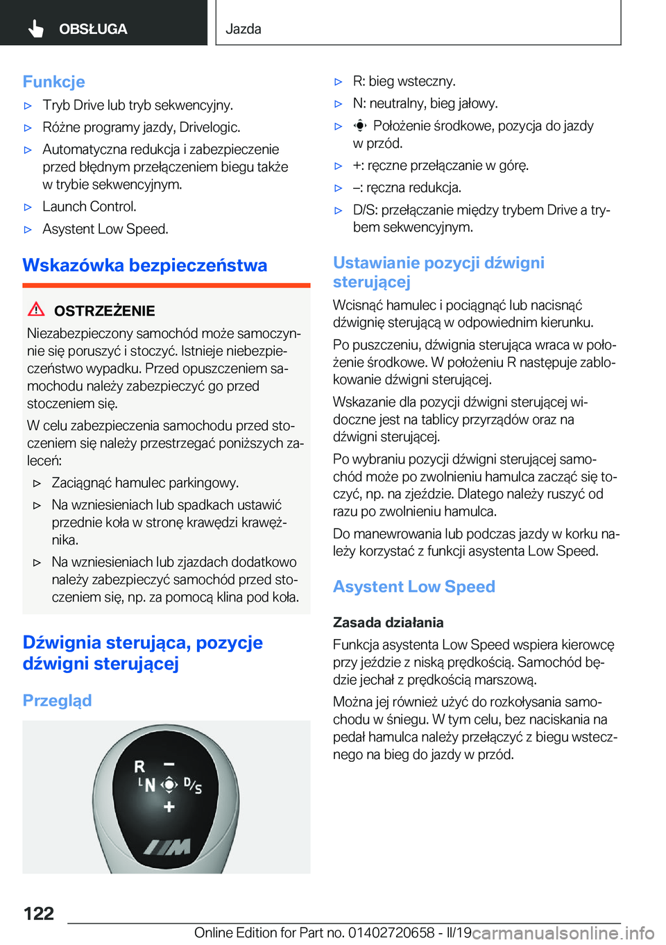 BMW M2 2020  Instrukcja obsługi (in Polish) �F�u�n�k�c�j�e'x�T�r�y�b��D�r�i�v�e��l�u�b��t�r�y�b��s�e�k�w�e�n�c�y�j�n�y�.'x�R�