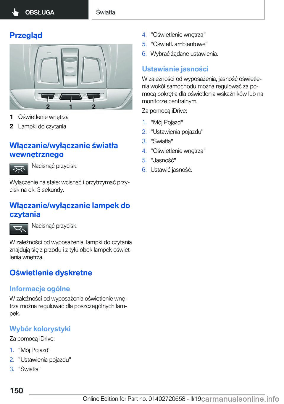 BMW M2 2020  Instrukcja obsługi (in Polish) �P�r�z�e�g�l�ą�d�1�O�w�i�e�t�l�e�n�i�e��w�n�