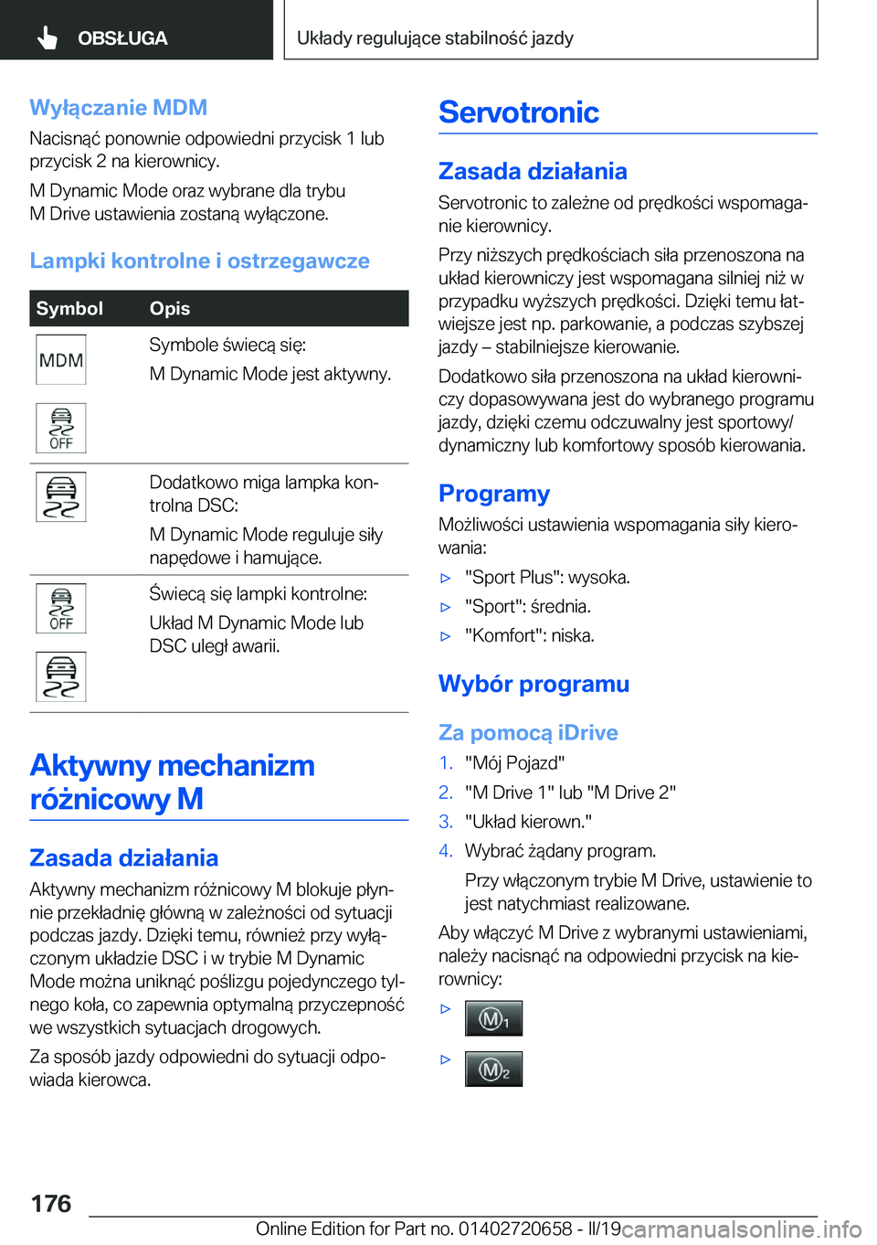 BMW M2 2020  Instrukcja obsługi (in Polish) �W�y�ł�ą�c�z�a�n�i�e��M�D�M
�N�a�c�i�s�n�