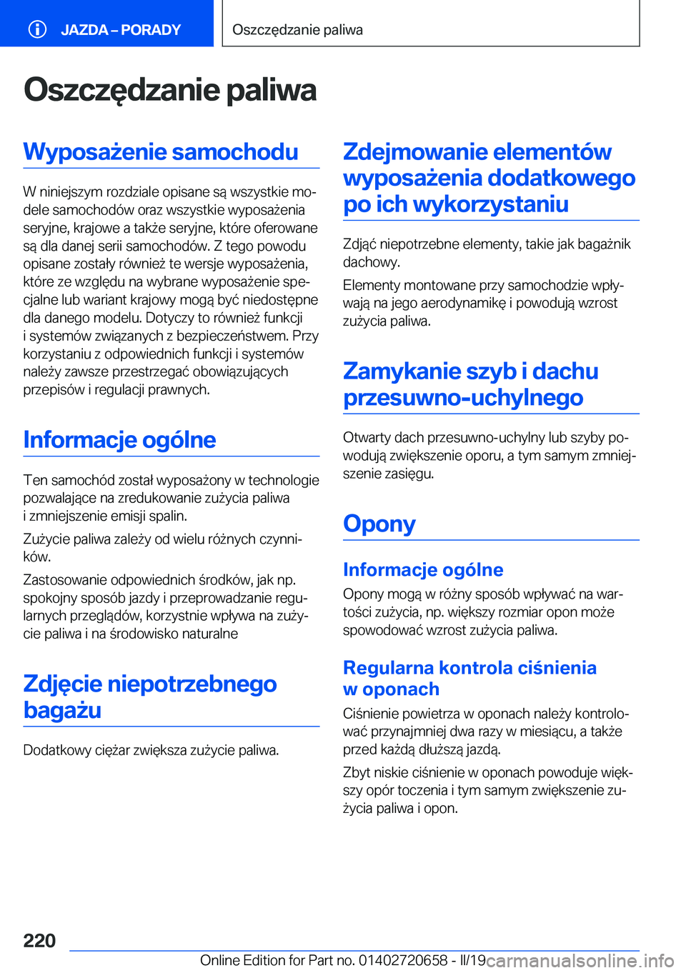 BMW M2 2020  Instrukcja obsługi (in Polish) �O�s�z�c�z�
