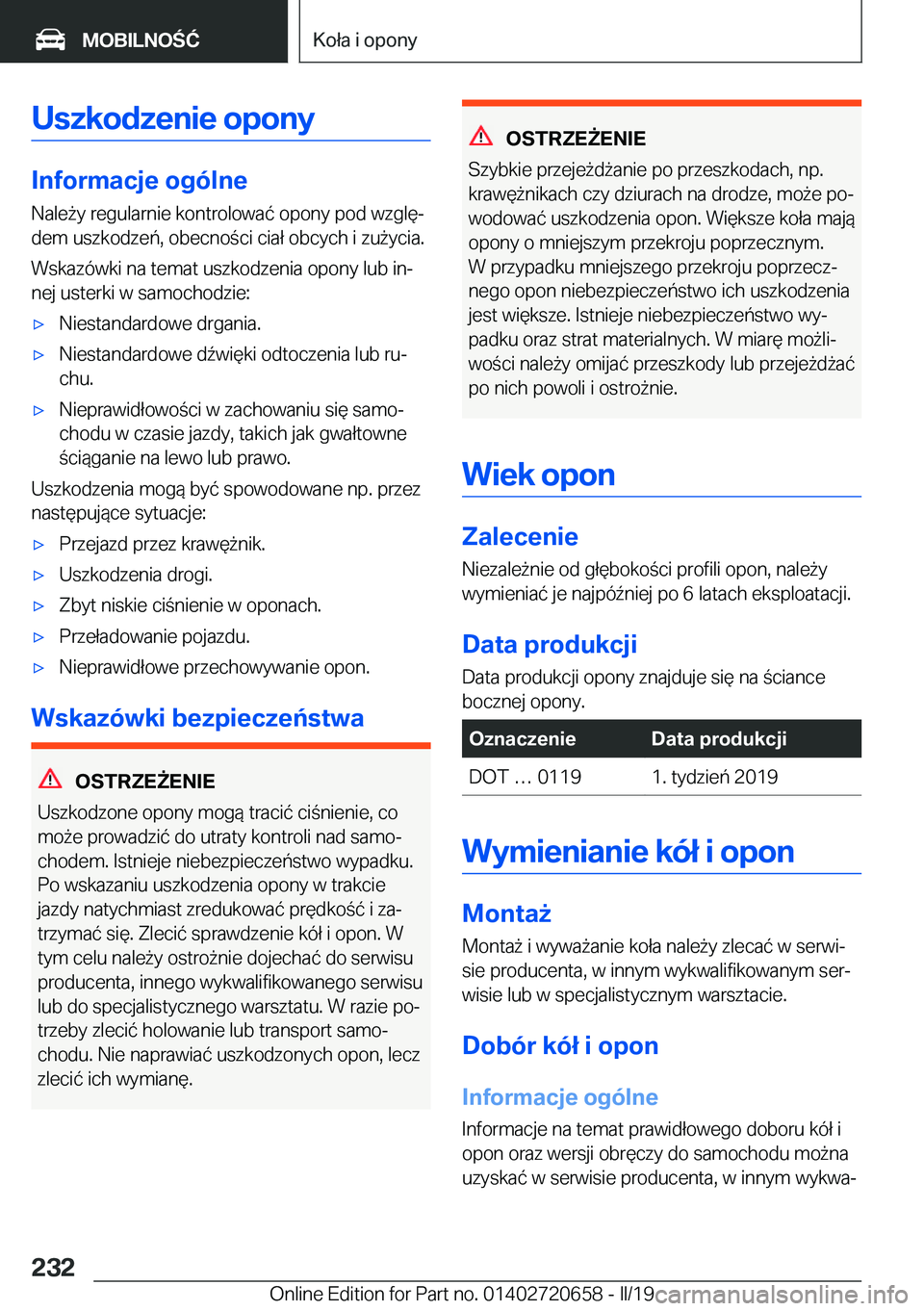 BMW M2 2020  Instrukcja obsługi (in Polish) �U�s�z�k�o�d�z�e�n�i�e��o�p�o�n�y
�I�n�f�o�r�m�a�c�j�e��o�g�