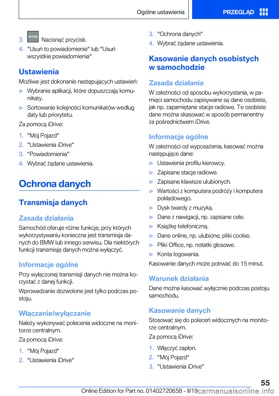 BMW M2 2020  Instrukcja obsługi (in Polish) �3�.���N�a�c�i�s�n�
