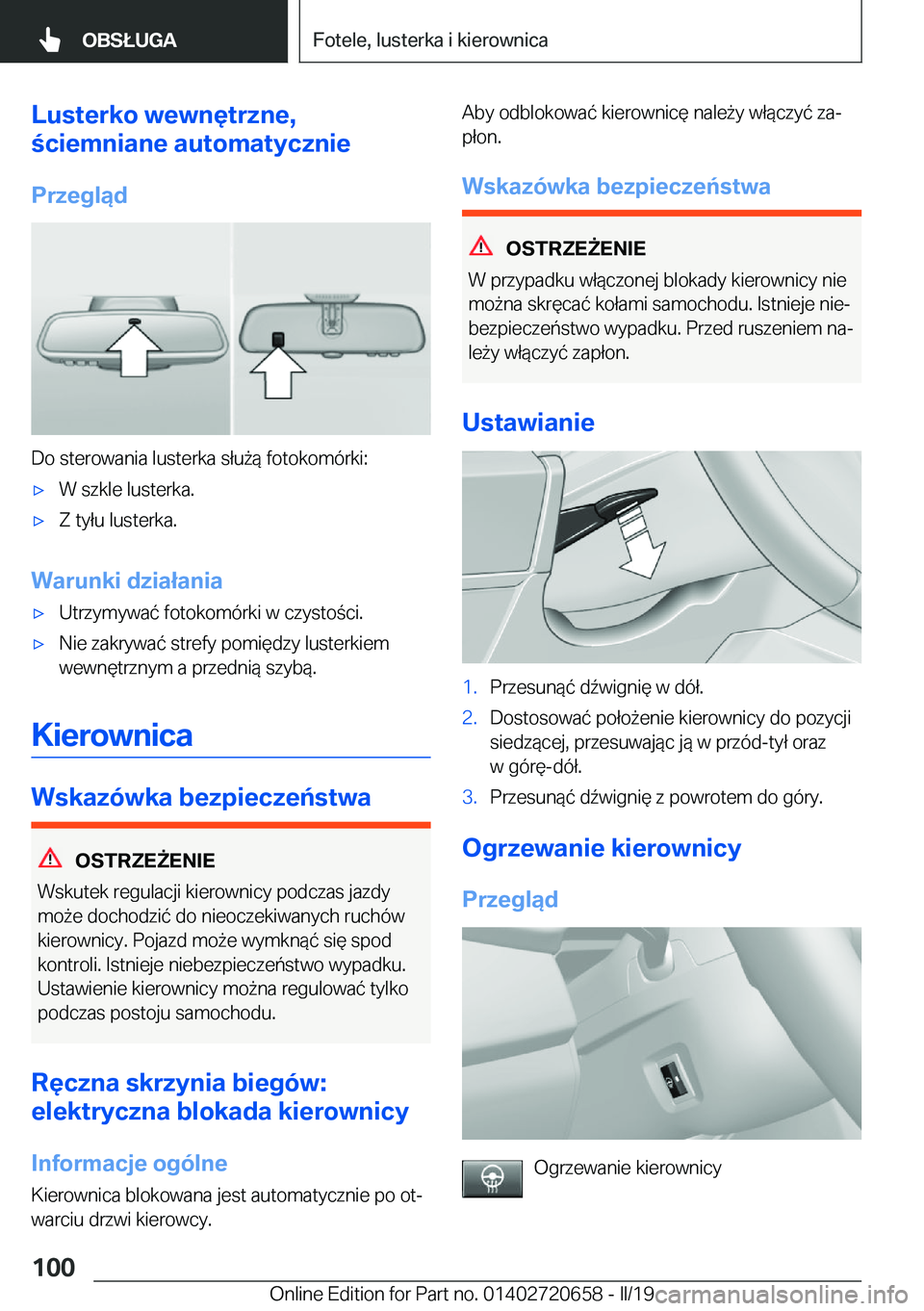 BMW M2 2020  Instrukcja obsługi (in Polish) �L�u�s�t�e�r�k�o��w�e�w�n�