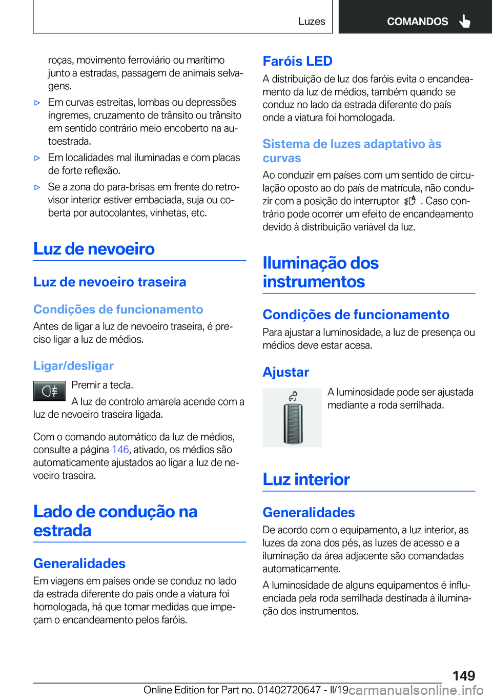 BMW M2 2020  Manual do condutor (in Portuguese) �r�o�