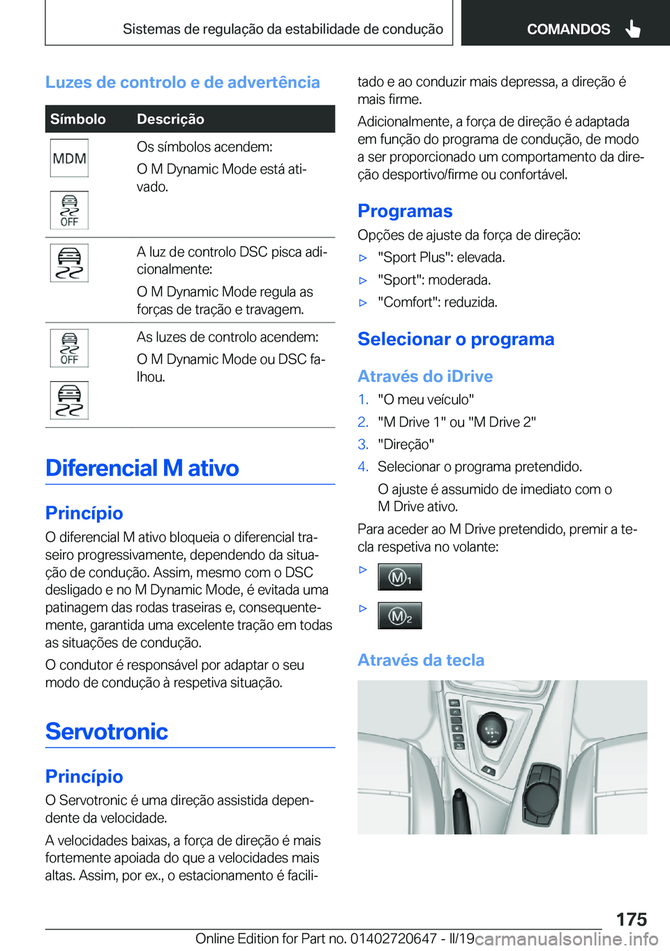 BMW M2 2020  Manual do condutor (in Portuguese) �L�u�z�e�s��d�e��c�o�n�t�r�o�l�o��e��d�e��a�d�v�e�r�t�ê�n�c�i�a�S�