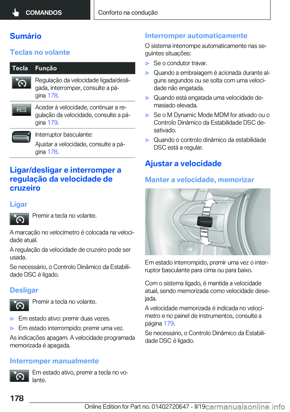 BMW M2 2020  Manual do condutor (in Portuguese) �S�u�m�á�r�i�o�T�e�c�l�a�s��n�o��v�o�l�a�n�t�e�T�e�c�l�a�F�u�n�