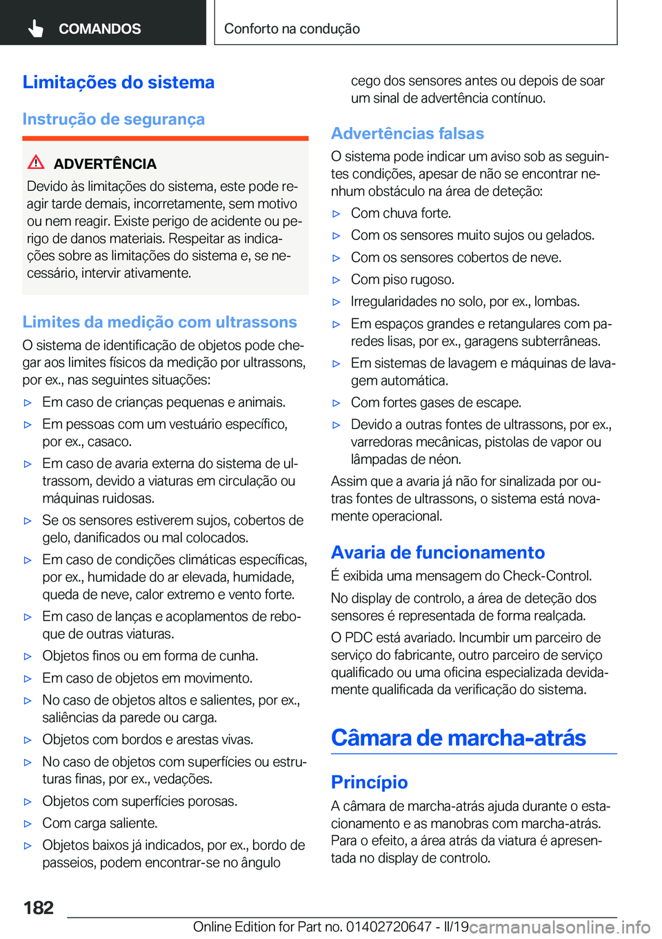 BMW M2 2020  Manual do condutor (in Portuguese) �L�i�m�i�t�a�