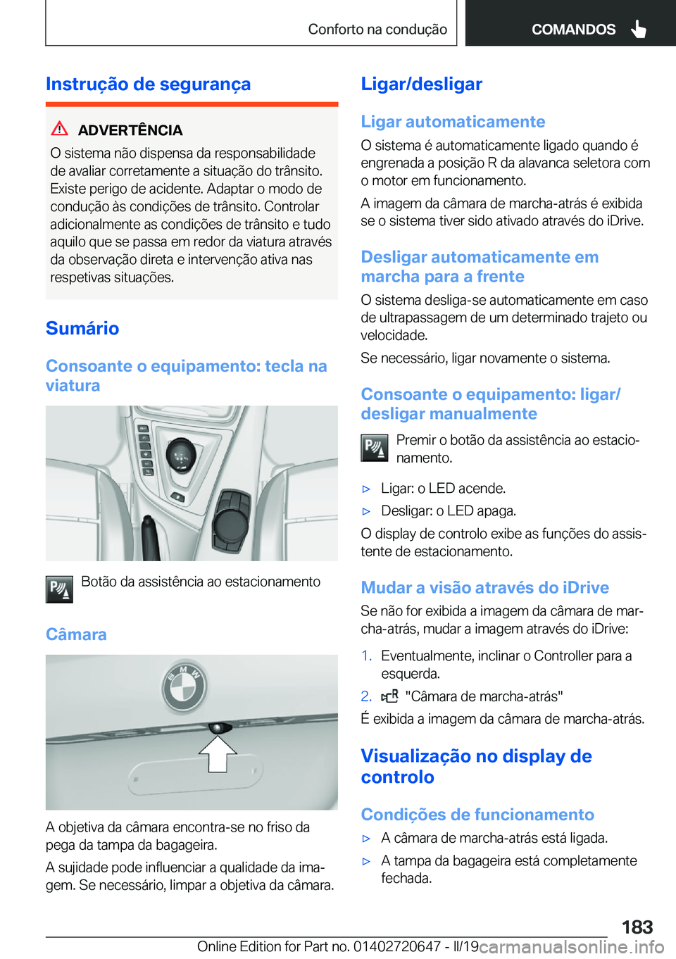 BMW M2 2020  Manual do condutor (in Portuguese) �I�n�s�t�r�u�