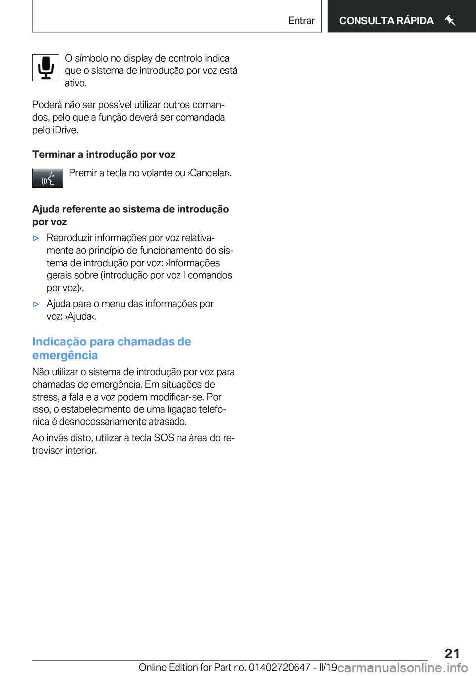 BMW M2 2020  Manual do condutor (in Portuguese) �O��s�