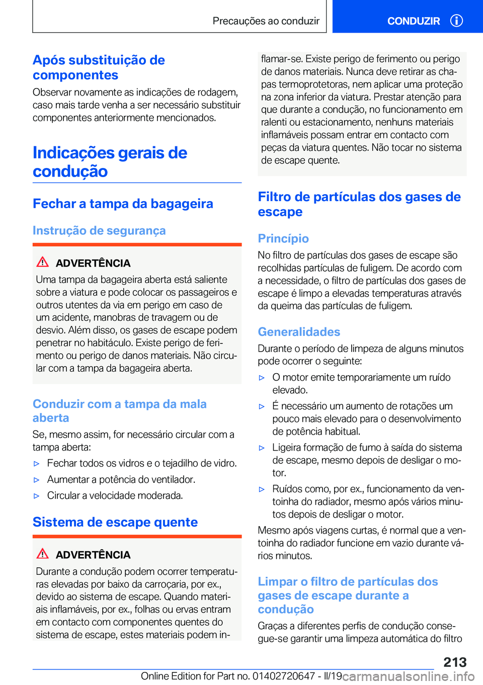 BMW M2 2020  Manual do condutor (in Portuguese) �A�p�