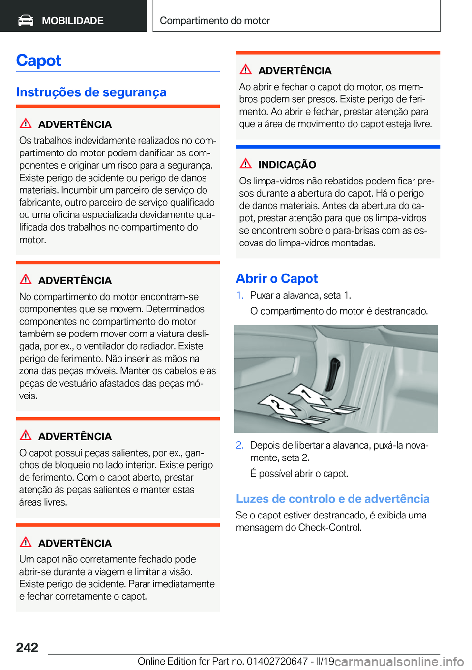 BMW M2 2020  Manual do condutor (in Portuguese) �C�a�p�o�t
�I�n�s�t�r�u�