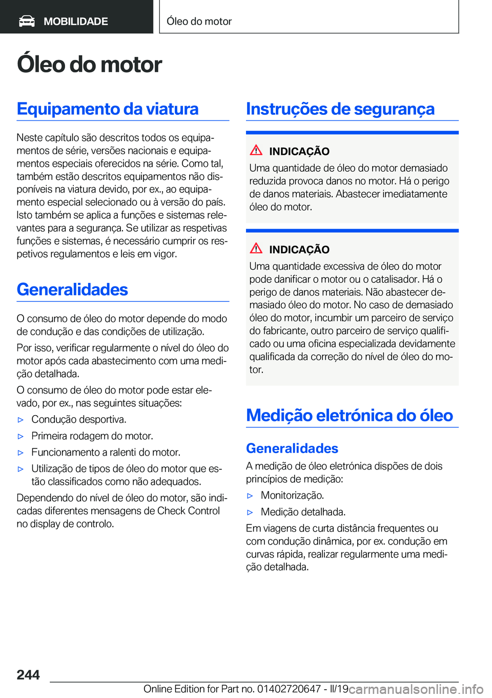 BMW M2 2020  Manual do condutor (in Portuguese) �