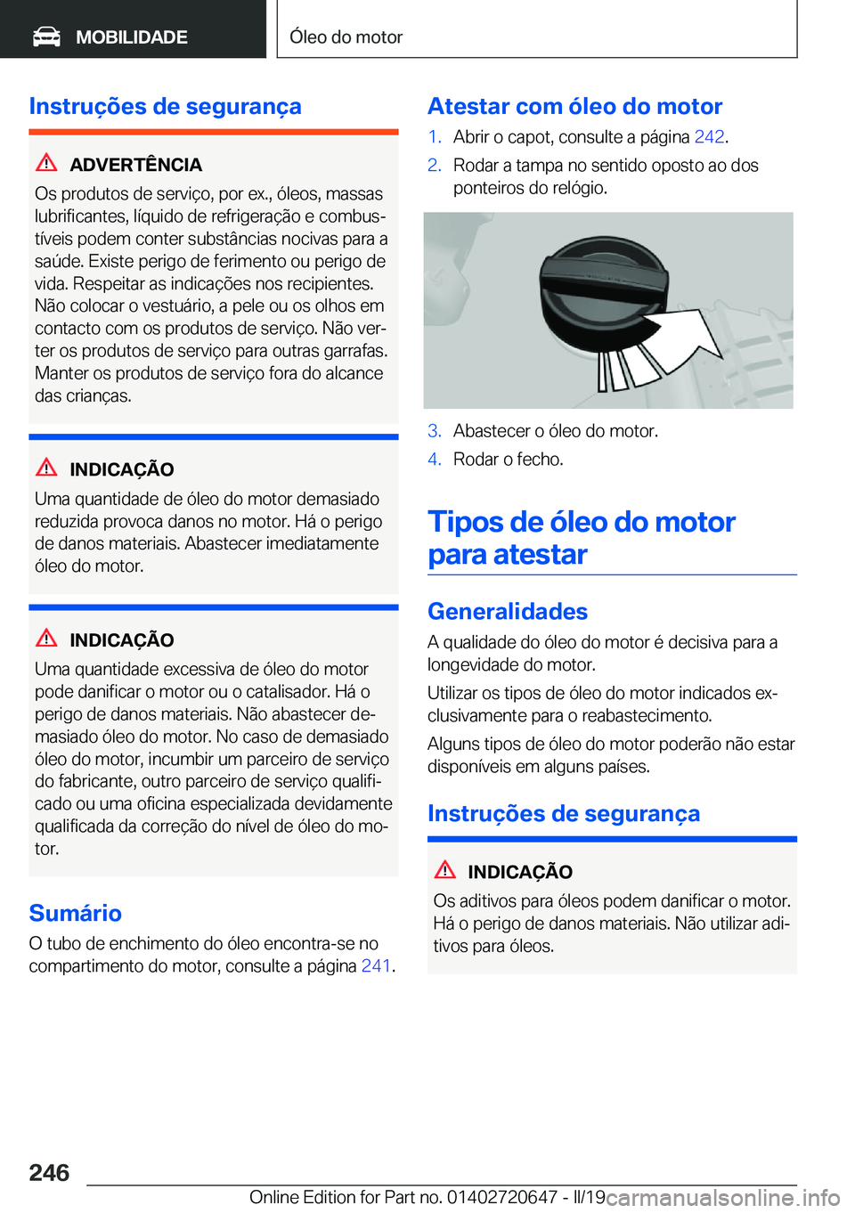 BMW M2 2020  Manual do condutor (in Portuguese) �I�n�s�t�r�u�