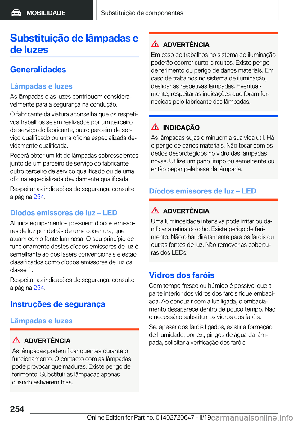 BMW M2 2020  Manual do condutor (in Portuguese) �S�u�b�s�t�i�t�u�i�