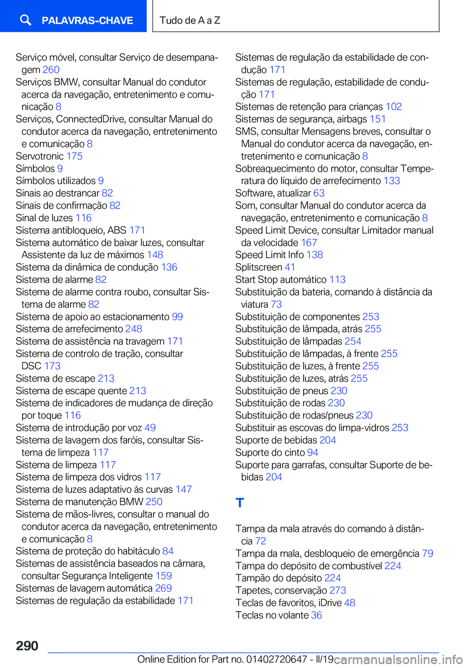 BMW M2 2020  Manual do condutor (in Portuguese) �S�e�r�v�i�