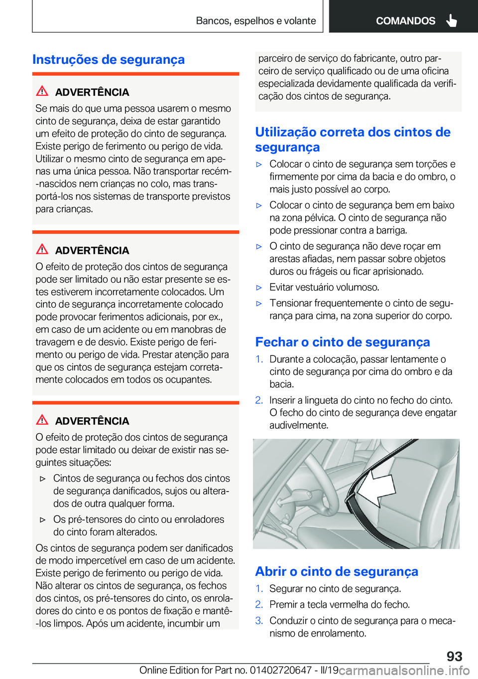BMW M2 2020  Manual do condutor (in Portuguese) �I�n�s�t�r�u�