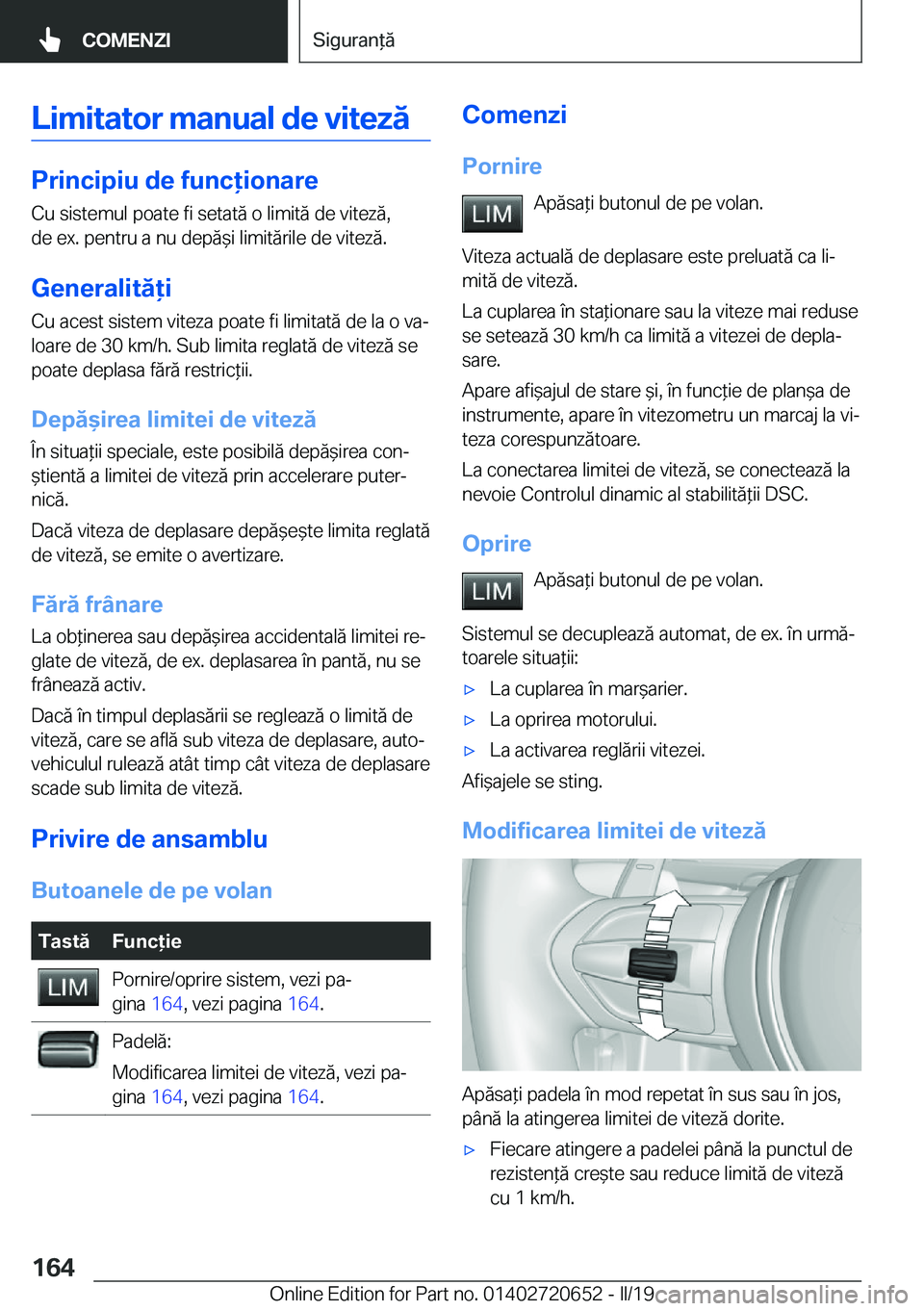 BMW M2 2020  Ghiduri De Utilizare (in Romanian) �L�i�m�i�t�a�t�o�r��m�a�n�u�a�l��d�e��v�i�t�e�z�