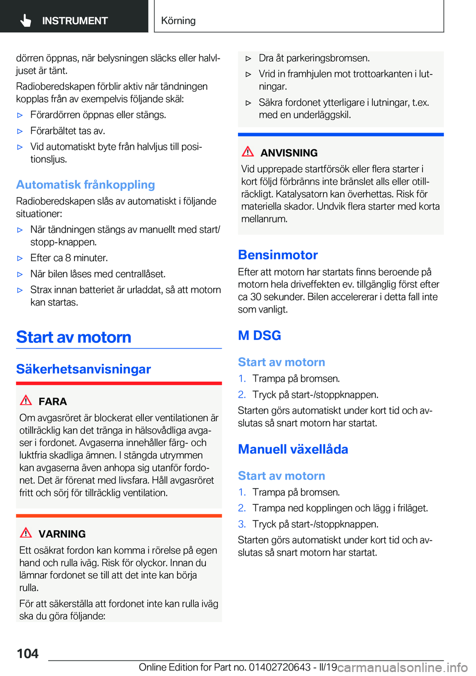 BMW M2 2020  InstruktionsbÖcker (in Swedish) �d�