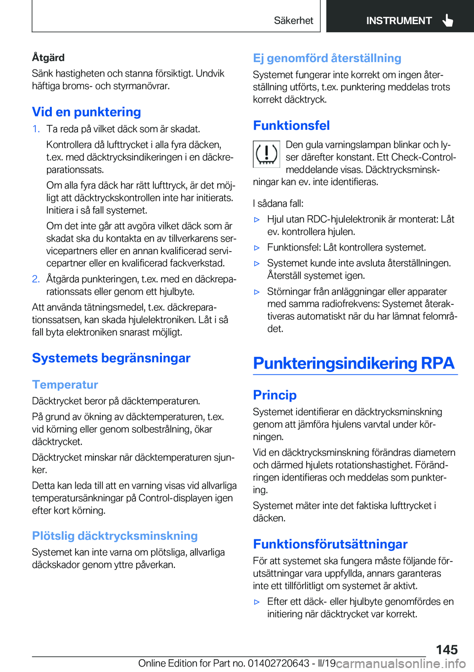 BMW M2 2020  InstruktionsbÖcker (in Swedish) �Å�t�g�ä�r�d
�S�ä�n�k��h�a�s�t�i�g�h�e�t�e�n��o�c�h��s�t�a�n�n�a��f�