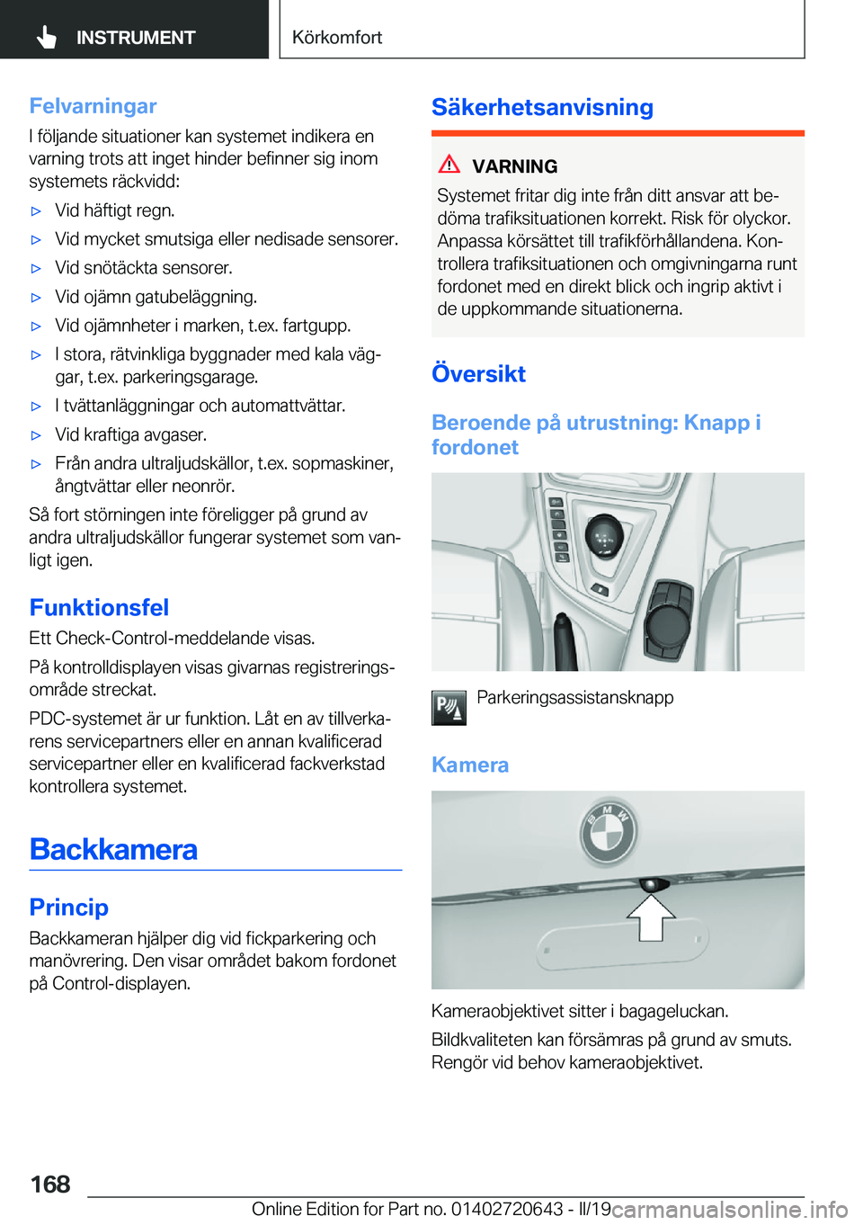 BMW M2 2020  InstruktionsbÖcker (in Swedish) �F�e�l�v�a�r�n�i�n�g�a�r
�I��f�