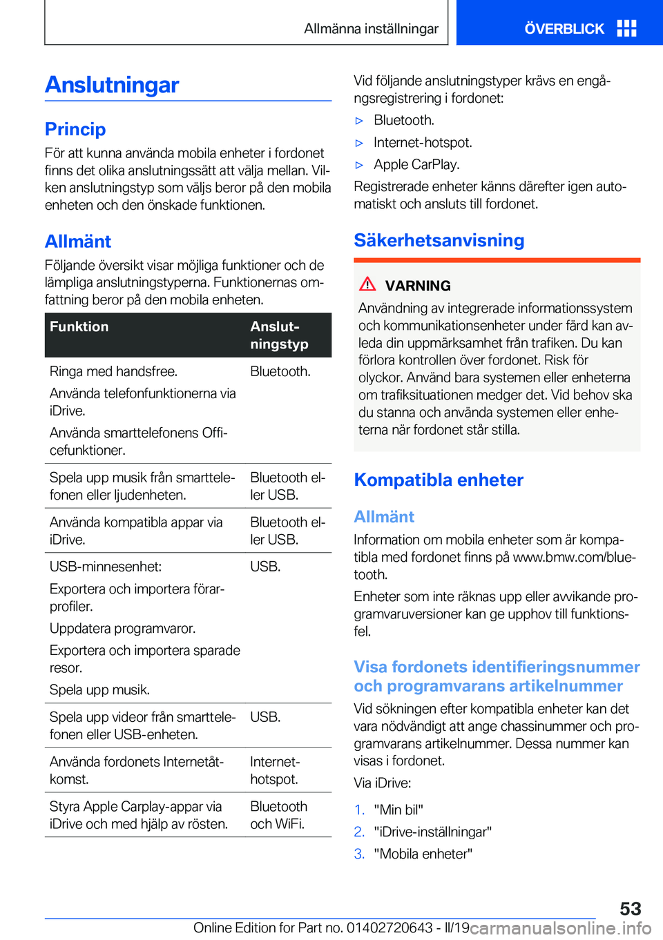 BMW M2 2020  InstruktionsbÖcker (in Swedish) �A�n�s�l�u�t�n�i�n�g�a�r
�P�r�i�n�c�i�p�F�
