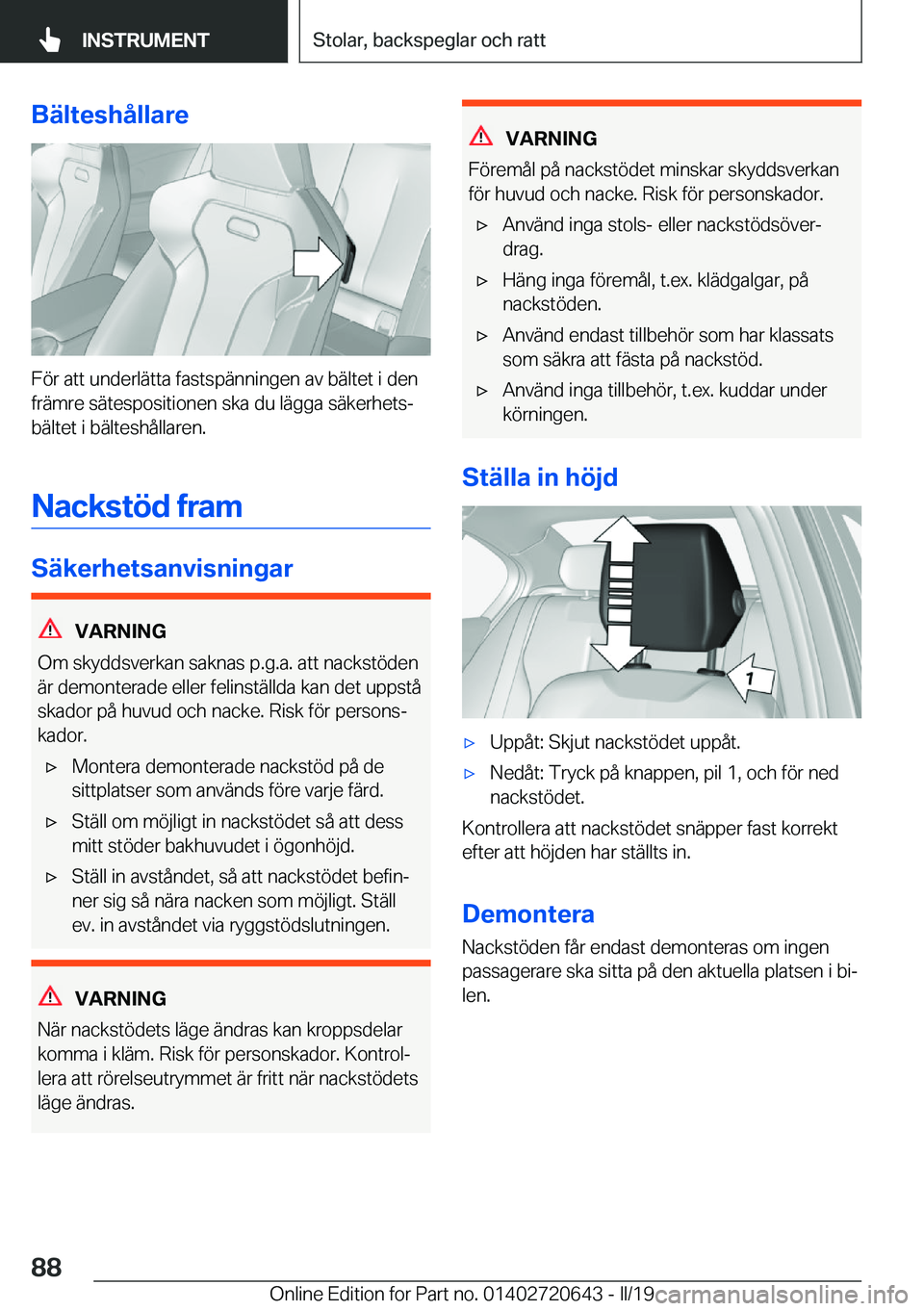BMW M2 2020  InstruktionsbÖcker (in Swedish) �B�ä�l�t�e�s�h�å�l�l�a�r�e
�F�