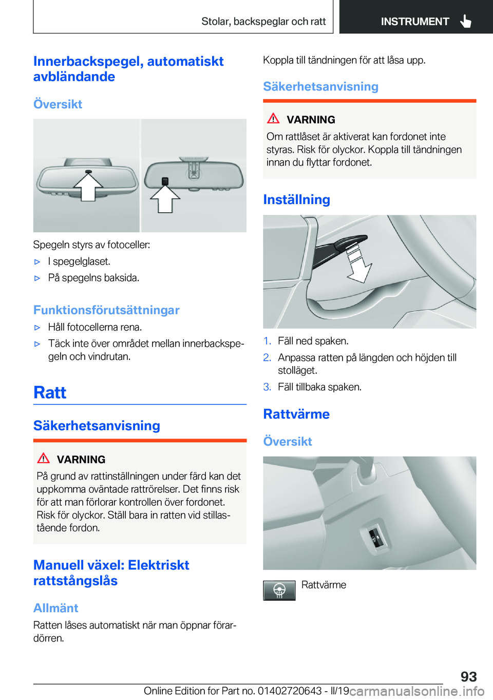 BMW M2 2020  InstruktionsbÖcker (in Swedish) �I�n�n�e�r�b�a�c�k�s�p�e�g�e�l�,��a�u�t�o�m�a�t�i�s�k�t
�a�v�b�l�ä�n�d�a�n�d�e
�